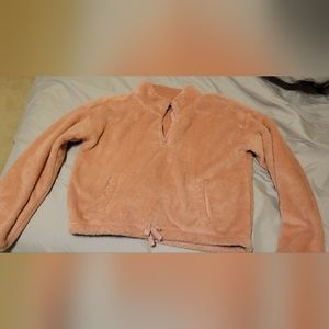 Girls Pink Pullover Fuzzy Sweatshirt